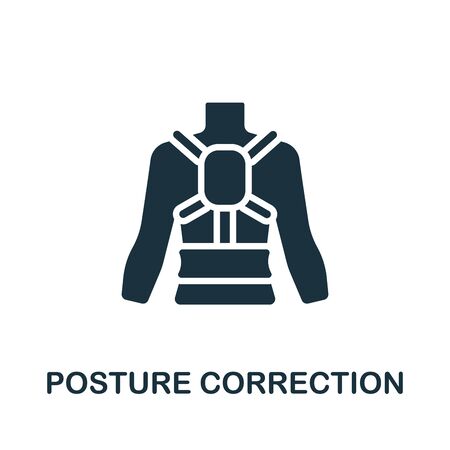 Posture Correction icon. Simple illustration from trauma rehabilitation collection. Monochrome Posture Correction icon for web design, templates and infographics.のイラスト素材
