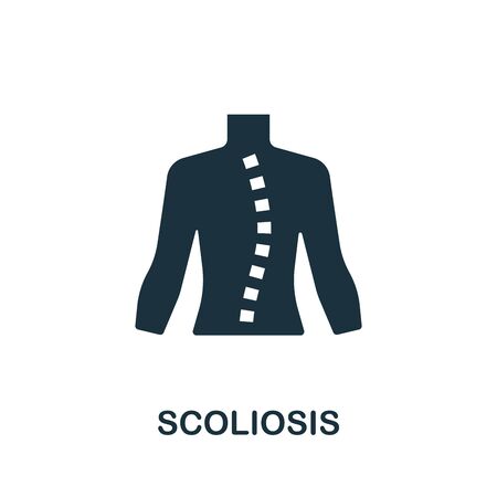Scoliosis icon. Simple illustration from trauma rehabilitation collection. Monochrome Scoliosis icon for web design, templates and infographics.のイラスト素材