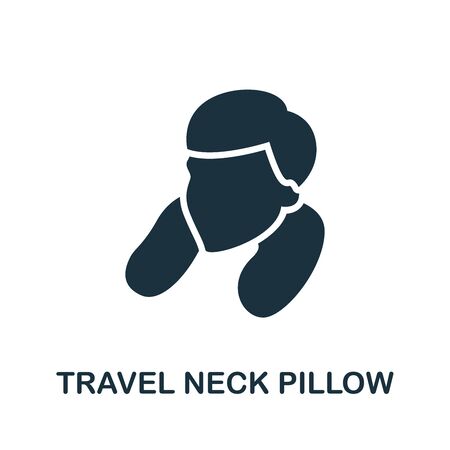 Travel Neck Pillow icon. Simple illustration from trauma rehabilitation collection. Monochrome Travel Neck Pillow icon for web design, templates and infographics.のイラスト素材