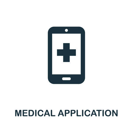 Medical Application icon. Simple illustration from digital health collection. Monochrome Medical Application icon for web design, templates and infographics.のイラスト素材