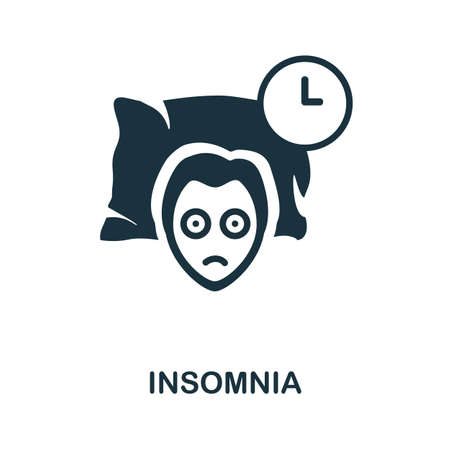 Insomnia icon. Simple illustration from well sleep collection. Monochrome Insomnia icon for web design, templates and infographics.のイラスト素材