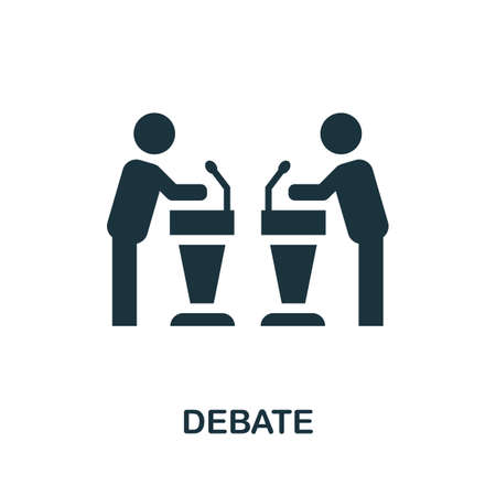 Debate icon. Simple illustration from business management collection. Monochrome Debate icon for web design, templates and infographics.のイラスト素材