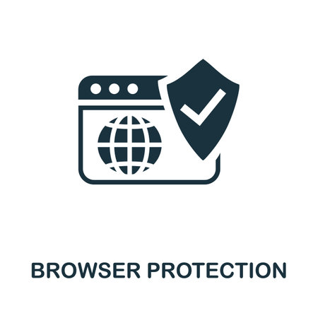 Browser Protection icon. Simple illustration from internet security collection. Monochrome Browser Protection icon for web design, templates and infographics.のイラスト素材