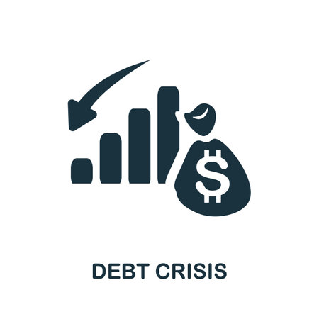Debt Crisis icon. Simple illustration from risk management collection. Monochrome Debt Crisis icon for web design, templates and infographics.のイラスト素材