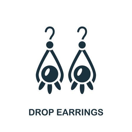 Drop Earrings icon. Simple illustration from jewelery collection. Monochrome Drop Earrings icon for web design, templates and infographics.のイラスト素材