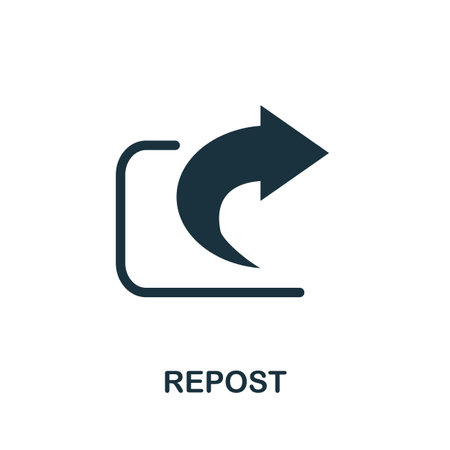 Repost icon. Simple illustration from social media collection. Monochrome Repost icon for web design, templates and infographics.のイラスト素材