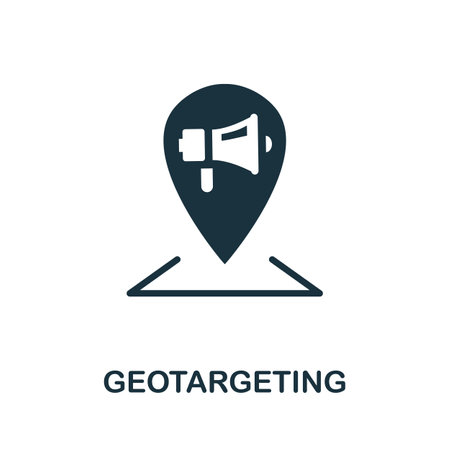 Geotargeting icon. Simple illustration from social media collection. Monochrome Geotargeting icon for web design, templates and infographics.のイラスト素材