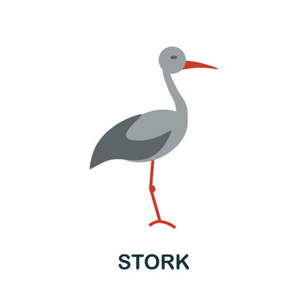Stork icon. Simple illustration from autumn collection. Monochrome Stork icon for web design, templates and infographics.のイラスト素材