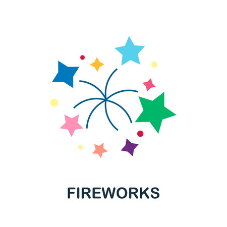 Fireworks icon. Simple illustration from celebration collection. Monochrome Fireworks icon for web design, templates and infographics.のイラスト素材