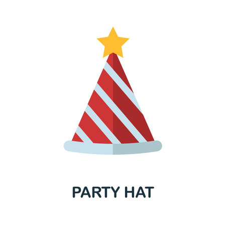 Party Hat icon. Simple illustration from celebration collection. Monochrome Party Hat icon for web design, templates and infographics.のイラスト素材