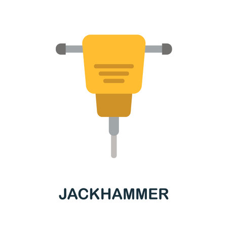 Jackhammer icon. Simple illustration from construction collection. Monochrome Jackhammer icon for web design, templates and infographics.のイラスト素材