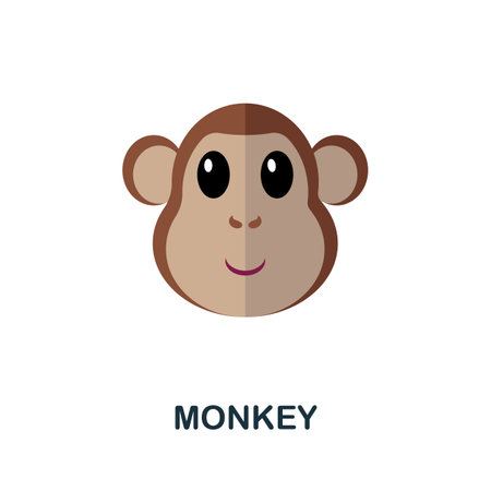 Monkey icon. Simple illustration from home animals collection. Monochrome Monkey icon for web design, templates and infographics.のイラスト素材