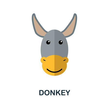 Donkey icon. Simple illustration from home animals collection. Monochrome Donkey icon for web design, templates and infographics.のイラスト素材