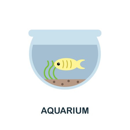 Aquarium icon. Simple illustration from home animals collection. Monochrome Aquarium icon for web design, templates and infographics.のイラスト素材