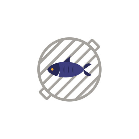 Grilled Fish icon. Simple illustration from grill and barbecue collection. Monochrome Grilled Fish icon for web design, templates and infographics.のイラスト素材