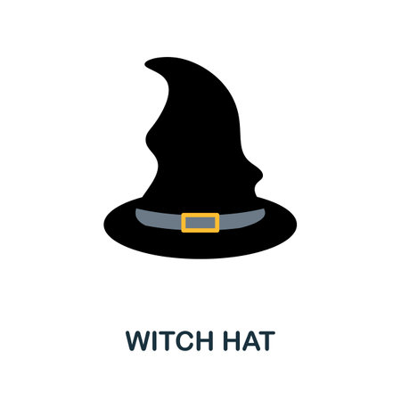 Witch Hat icon. Simple illustration from halloween collection. Monochrome Witch Hat icon for web...