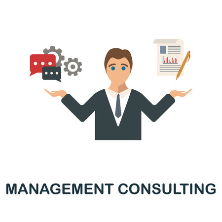 Management Consulting icon. Simple illustration from human resources collection. Monochrome Management Consulting icon for web design, templates and infographics.のイラスト素材
