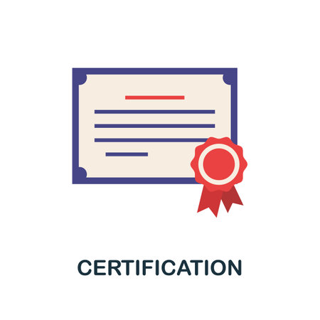 Certification icon. Simple illustration from online education collection. Monochrome Certification icon for web design, templates and infographics.のイラスト素材