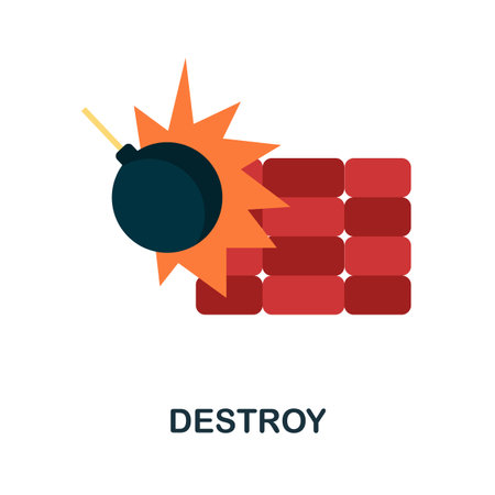 Destroy flat icon. Simple illustration from protest collection. Monochrome Destroy icon for web design, templates and infographics.のイラスト素材