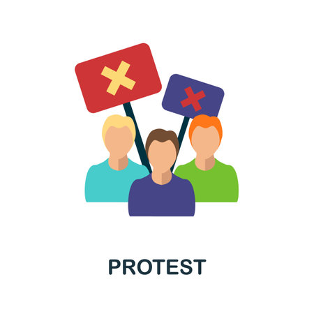 Protest icon. Simple illustration from protest collection. Monochrome Protest icon for web design, templates and infographics.のイラスト素材