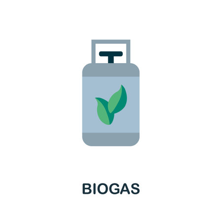 Biogas flat icon. Simple illustration from save the world collection. Monochrome Biogas icon for web design, templates and infographics.のイラスト素材