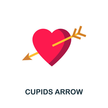Cupids Arrow flat icon. Colored filled vector element from wedding collection. Creative Cupids Arrow icon for web design project, templates and infographics.のイラスト素材