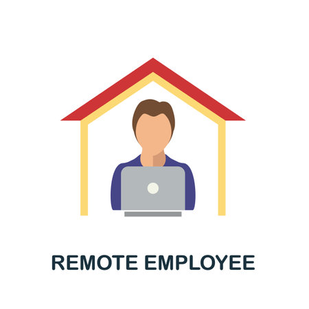 Remote Employee flat icon. Colored filled vector element from work from home collection. Creative Remote Employee icon for web design project, templates and infographics.のイラスト素材