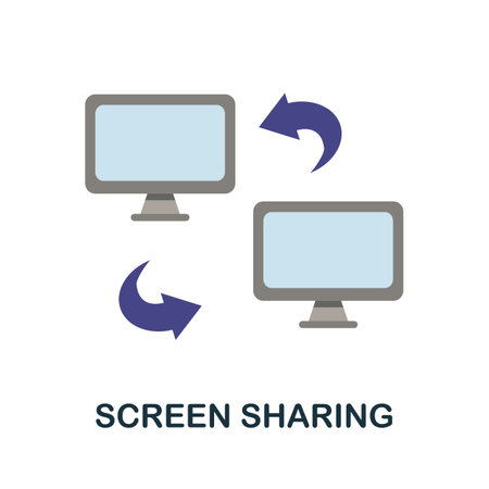 Screen Sharing flat icon. Colored filled vector element from work from home collection. Creative Screen Sharing icon for web design project, templates and infographics.のイラスト素材
