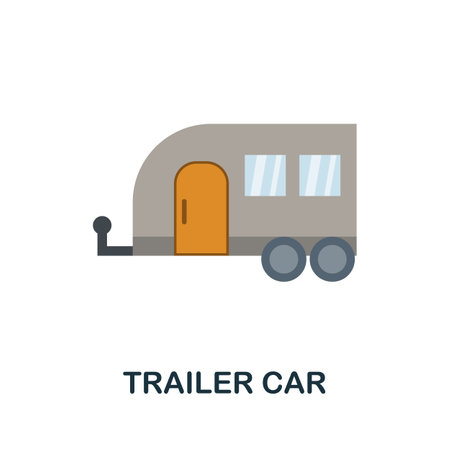 Trailer Car flat icon. Colored filled vector element from car servise collection. Creative Trailer Car icon for web design project, templates and infographics.のイラスト素材