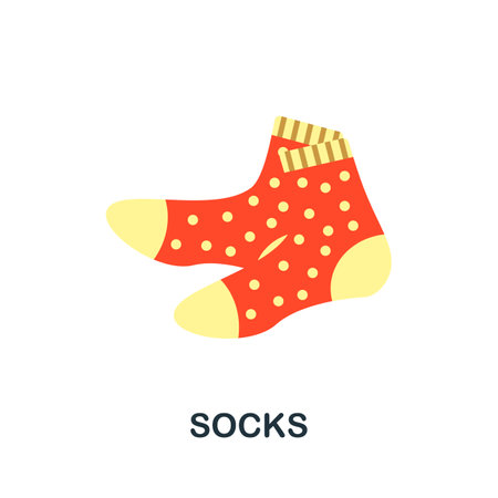 Socks flat icon. Colored filled vector element from clothes collection. Creative Socks icon for web design project, templates and infographics.のイラスト素材