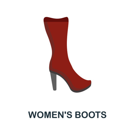 Women'S Boots flat icon. Colored filled vector element from clothes collection. Creative Women'S Boots icon for web design project, templates and infographics.のイラスト素材