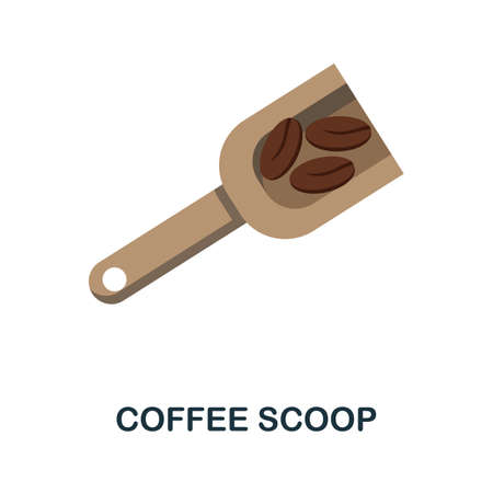 Coffee Scoop flat icon. Color simple element from coffee collection. Creative Coffee Scoop icon for web design, templates, infographics and moreのイラスト素材