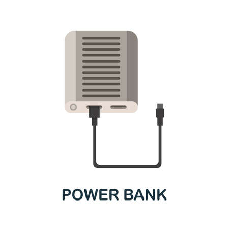 Power Bank flat icon. Color simple element from phone accessories collection. Creative Power Bank icon for web design, templates, infographics and moreのイラスト素材