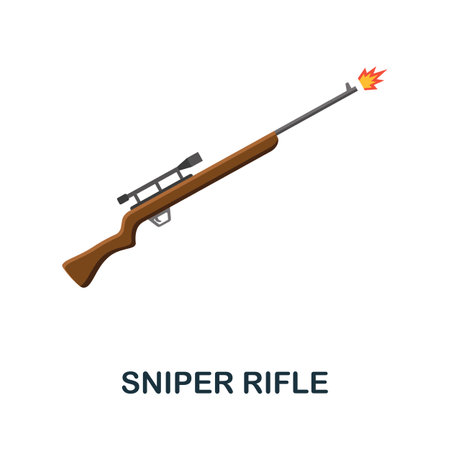 Sniper Rifle flat icon. Color simple element from weapon collection. Creative Sniper Rifle icon for web design, templates, infographics and moreのイラスト素材