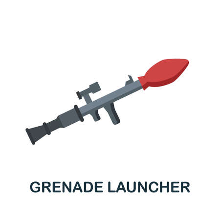 Grenade Launcher flat icon. Color simple element from weapon collection. Creative Grenade Launcher icon for web design, templates, infographics and moreのイラスト素材