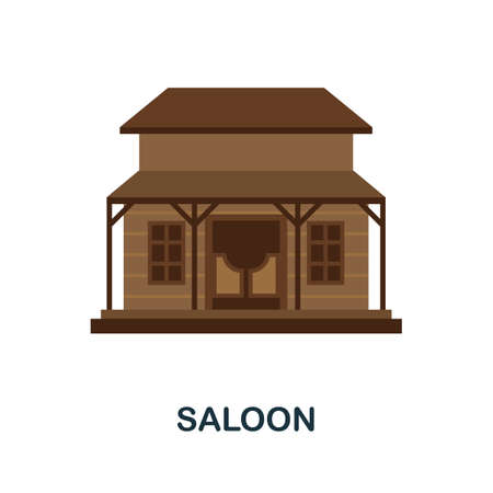 Saloon flat icon. Color simple element from wild west collection. Creative Saloon icon for web design, templates, infographics and moreのイラスト素材