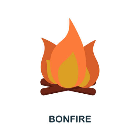 Bonfire flat icon. Color simple element from wild west collection. Creative Bonfire icon for web design, templates, infographics and moreのイラスト素材