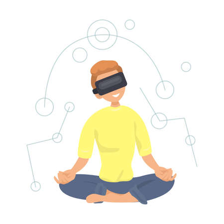 Futuristic meditation flat icon. Colored vector element from augmented reality collection. Creative Futuristic meditation icon for web design, templates and infographics.のイラスト素材
