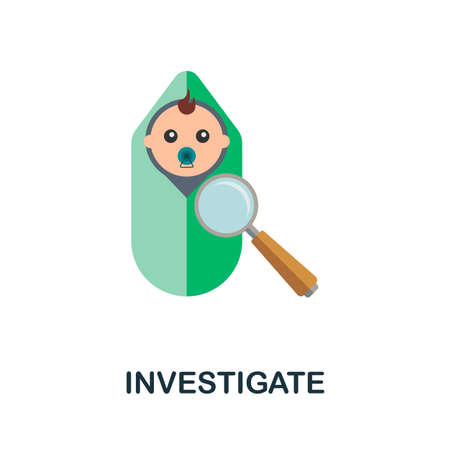 Investigate icon. Flat sign element from child adoption collection. Creative Investigate icon for web design, templates, infographics and moreのイラスト素材