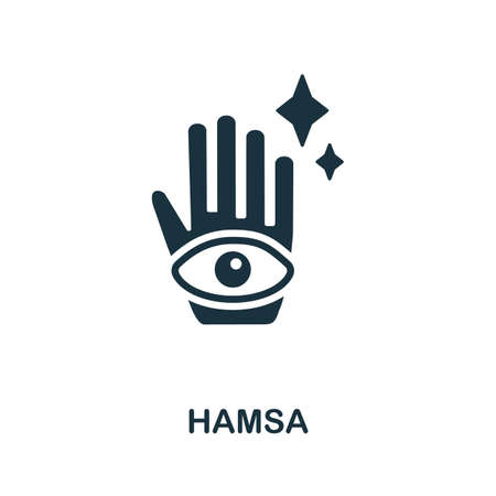 Hamsa icon. Monochrome simple element from fortune teller collection. Creative Hamsa icon for web design, templates, infographics and moreのイラスト素材