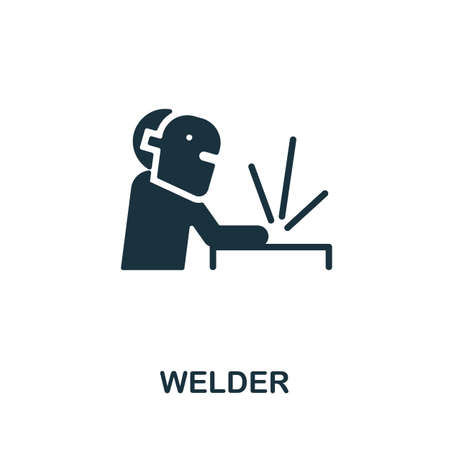 Welder icon. Monochrome simple element from manufacturing collection. Creative Welder icon for web design, templates, infographics and moreのイラスト素材