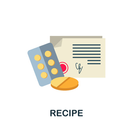 Recipe flat icon. Colored sign from antibiotic resistance collection. Creative Recipe icon illustration for web design, infographics and moreのイラスト素材