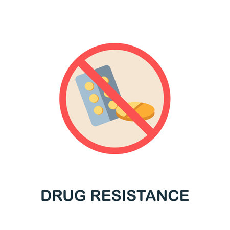 Drug Resistance flat icon. Colored sign from antibiotic resistance collection. Creative Drug Resistance icon illustration for web design, infographics and moreのイラスト素材