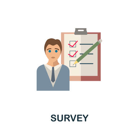 Survey flat icon. Simple sign from crowdfunding collection. Creative Survey icon illustration for web design, infographics and moreのイラスト素材