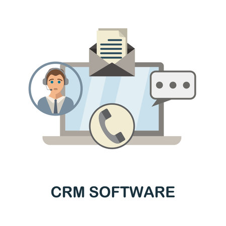 Crm Software flat icon. Colored sign from customer management collection. Creative Crm Software icon illustration for web design, infographics and moreのイラスト素材