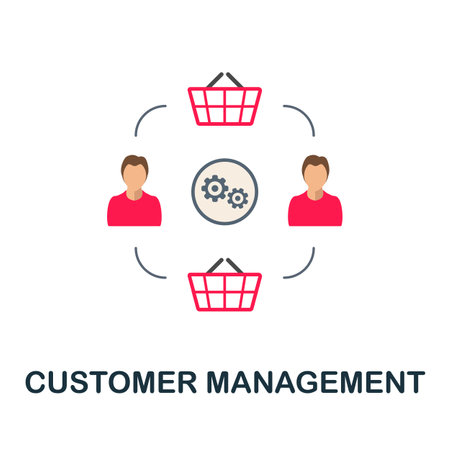 Customer Management flat icon. Colored sign from collection. Creative Customer Management icon illustration for web design, infographics and moreのイラスト素材