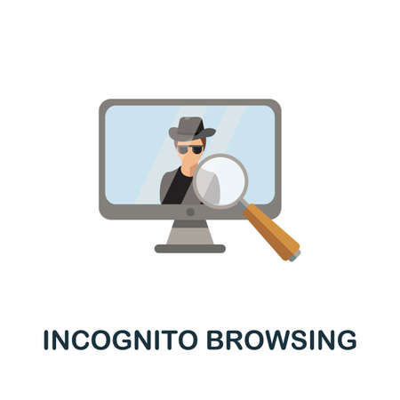 Incognito Browsing flat icon. Colored sign from dark web collection. Creative Incognito Browsing icon illustration for web design, infographics and moreのイラスト素材