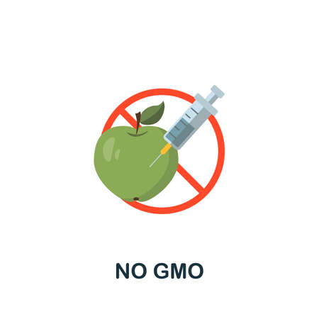 No Gmo icon. Flat sign element from eco friendly product collection. Creative No Gmo icon for web design, templates, infographics and moreのイラスト素材