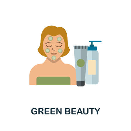 Green Beauty icon. Flat sign element from eco friendly product collection. Creative Green Beauty icon for web design, templates, infographics and moreのイラスト素材