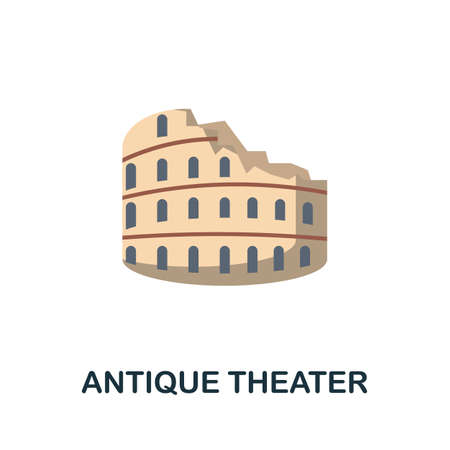 Antique Theater flat icon. Colored sign from excursions collection. Creative Antique Theater icon illustration for web design, infographics and moreのイラスト素材